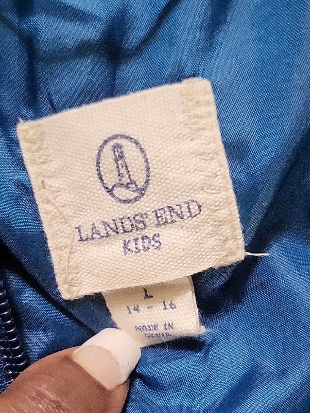 Lands' End Kids Blue Jacket Interior Label - Picture 2 of 4